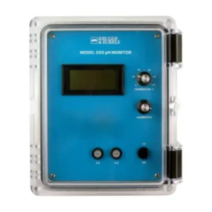 Digital moisture meter with a blue interface and display.
